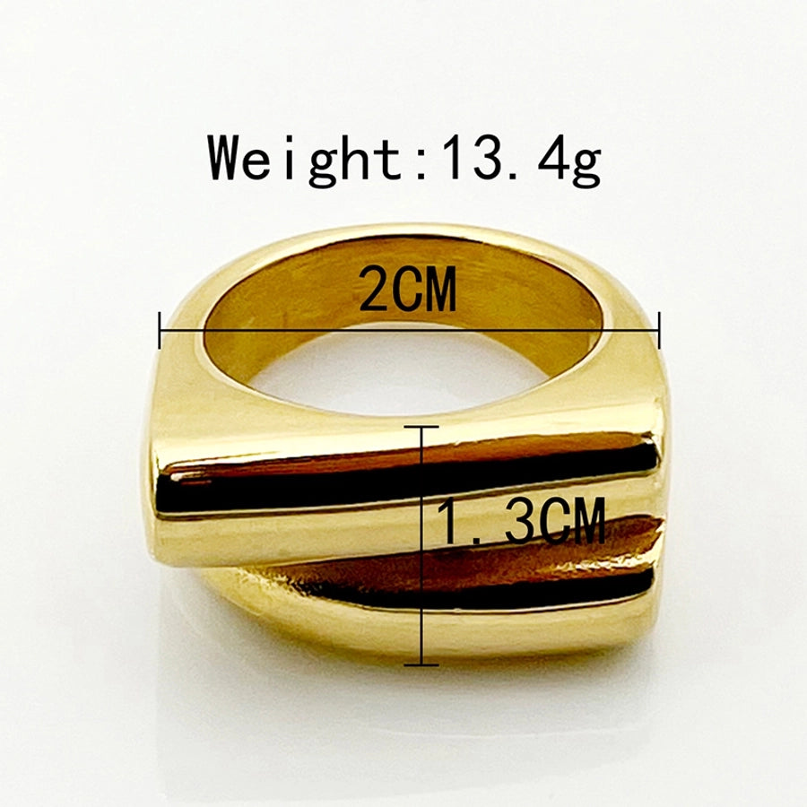 Jewelry Casual Basic Simple Style Asymmetrical Solid Color 304 Stainless Steel 14K Gold Plated Plating Rings