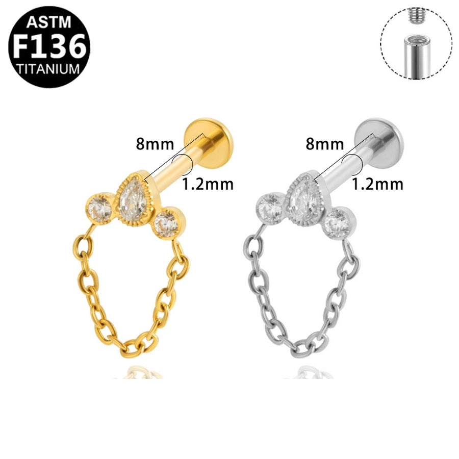 1 Piece Lip Rings Elegant Glam Ethnic Style Clouds Smile Face Wings 304 Stainless Steel Pure Titanium Titanium Alloy Tassel Zircon 14K Gold Plated White Gold Plated Lip Rings Ear Cartilage Rings & Studs