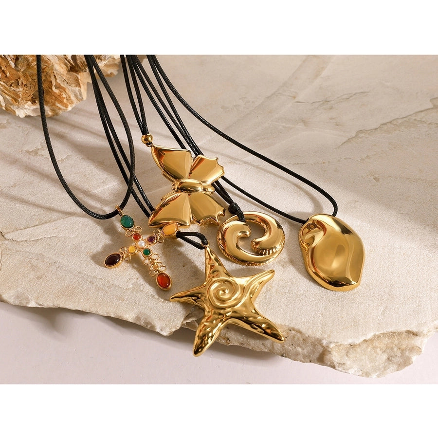 Jewelry Classic Style Cross Starfish Bow Knot 304 Stainless Steel Pendant Necklace