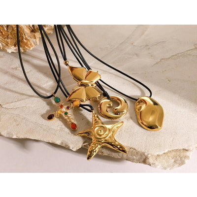 Jewelry Classic Style Cross Starfish Bow Knot 304 Stainless Steel Pendant Necklace