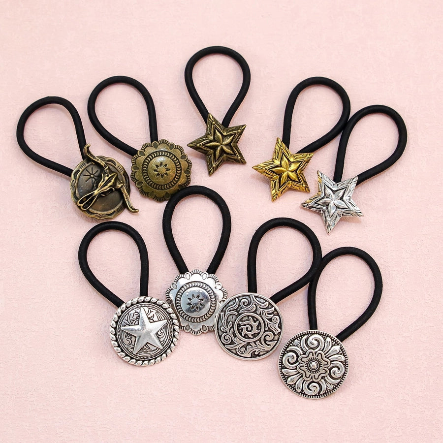 Women's Ethnic Style Color Block Cloth Metal Hair Tie