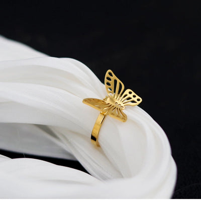Jewelry Classic Style Commute Butterfly 304 Stainless Steel 18K Gold Plated Hollow Out Jewelry Set