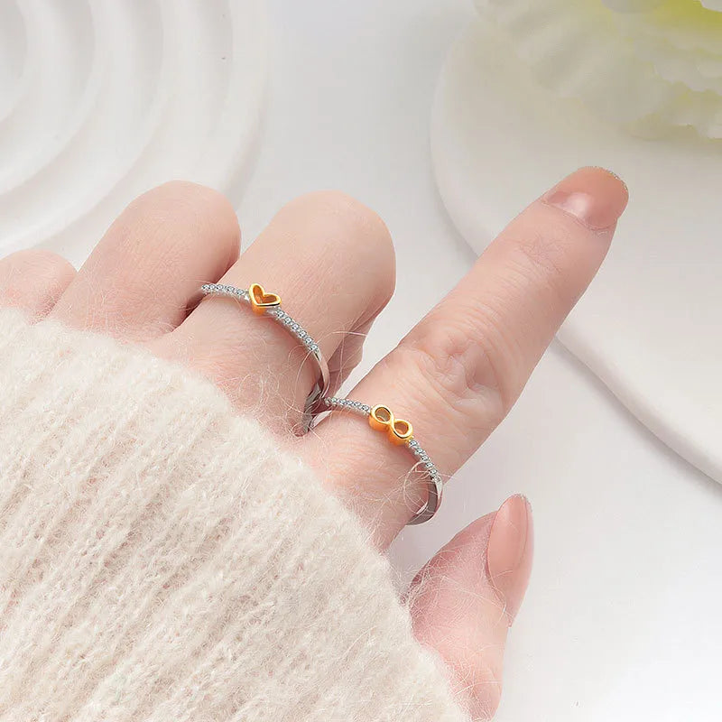 1 Piece 925 Sterling Silver Infinity Heart Shape Rings