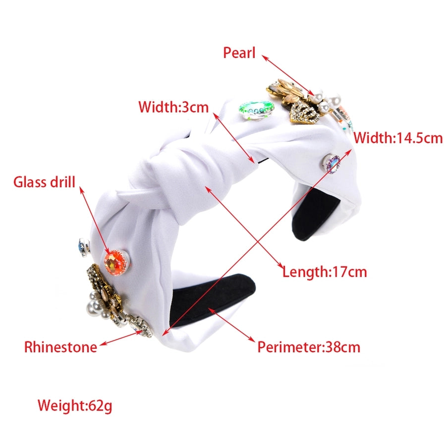 elegant luxurious irregular cloth inlay artificial pearls rhinestones hair band