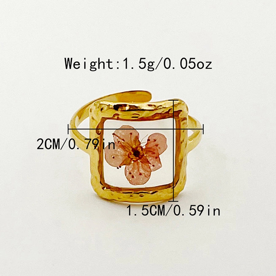 Jewelry IG Style Elegant Sweet Square Heart Shape 304 Stainless Steel Fritillary 14K Gold Plated Plating Inlay Open Rings