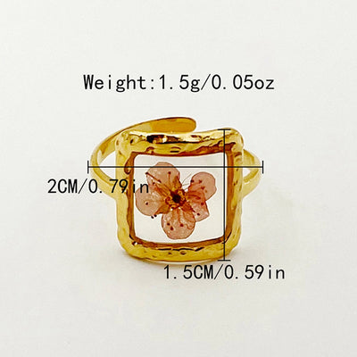 Jewelry IG Style Elegant Sweet Square Heart Shape 304 Stainless Steel Fritillary 14K Gold Plated Plating Inlay Open Rings