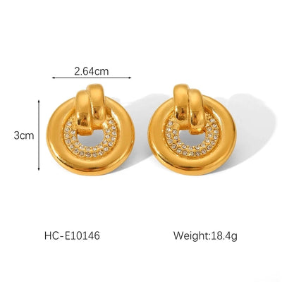 1 Pair IG Style Classic Style Round Flower Thread 304 Stainless Steel Titanium Steel 18K Gold Plated Ear Studs