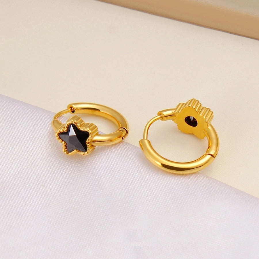 1 Pair Simple Style Commute Pentagram 304 Stainless Steel 316 Stainless Steel  Rhinestones 18K Gold Plated Earrings