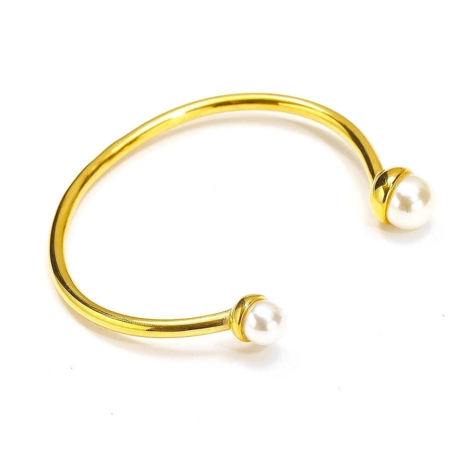 Elegant Simple Style Geometric 304 Stainless Steel Pearl Bangle In Bulk