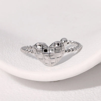 Jewelry Sweet Simple Style IG Style Heart Shape 304 Stainless Steel 18K Gold Plated Stainless Steel Rings