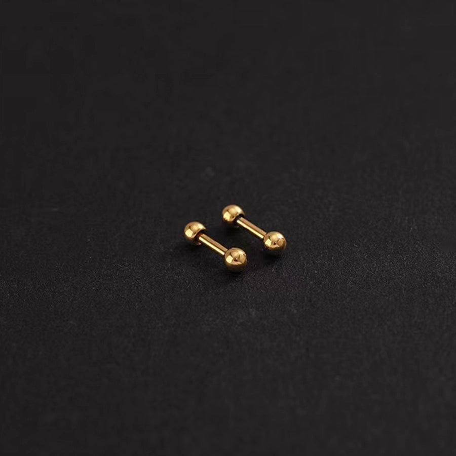 1 Pair Simple Style Round 304 Stainless Steel 18K Gold Plated Ear Studs