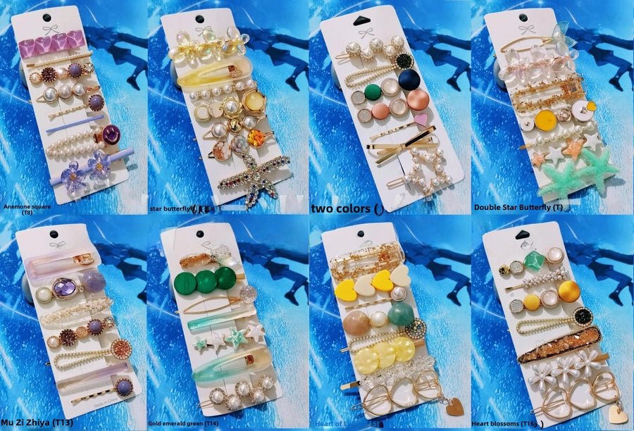 TikTok Pearl hairpin set Korean version of ten-piece set factory direct Japanese and Korean  Net Red Pearl hairpin set