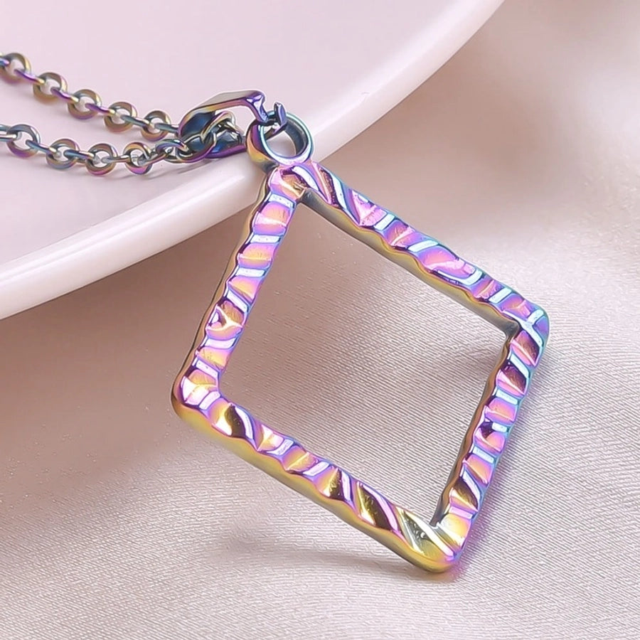 Jewelry Basic Simple Style Classic Style Square 304 Stainless Steel 18K Gold Plated Plating Pendant Necklace