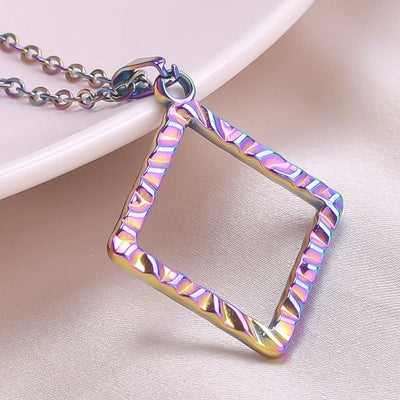Jewelry Basic Simple Style Classic Style Square 304 Stainless Steel 18K Gold Plated Plating Pendant Necklace
