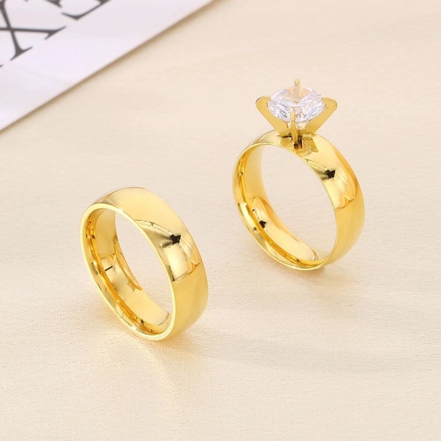 Jewelry Vintage Style Geometric 304 Stainless Steel 18K Gold Plated Rings