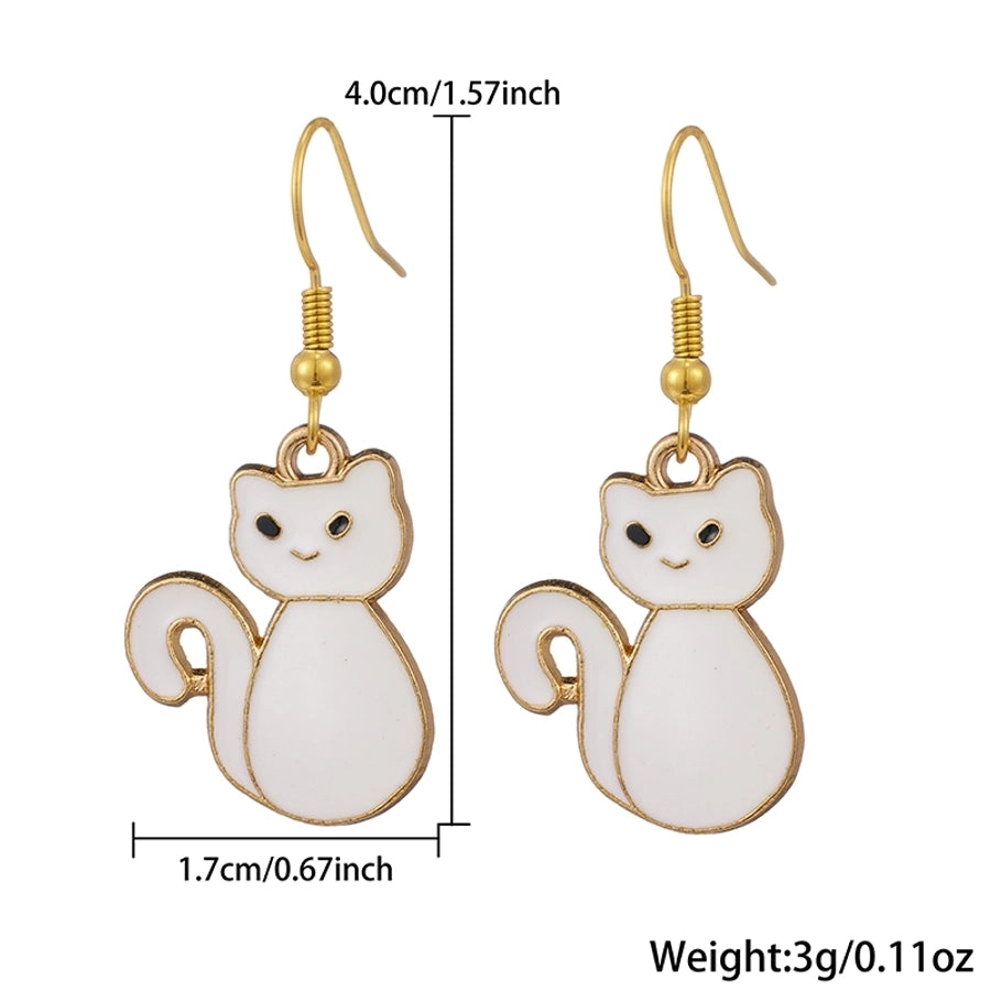 1 Pair Halloween Cute Cat Enamel 304 Stainless Steel 18K Gold Plated Drop Earrings