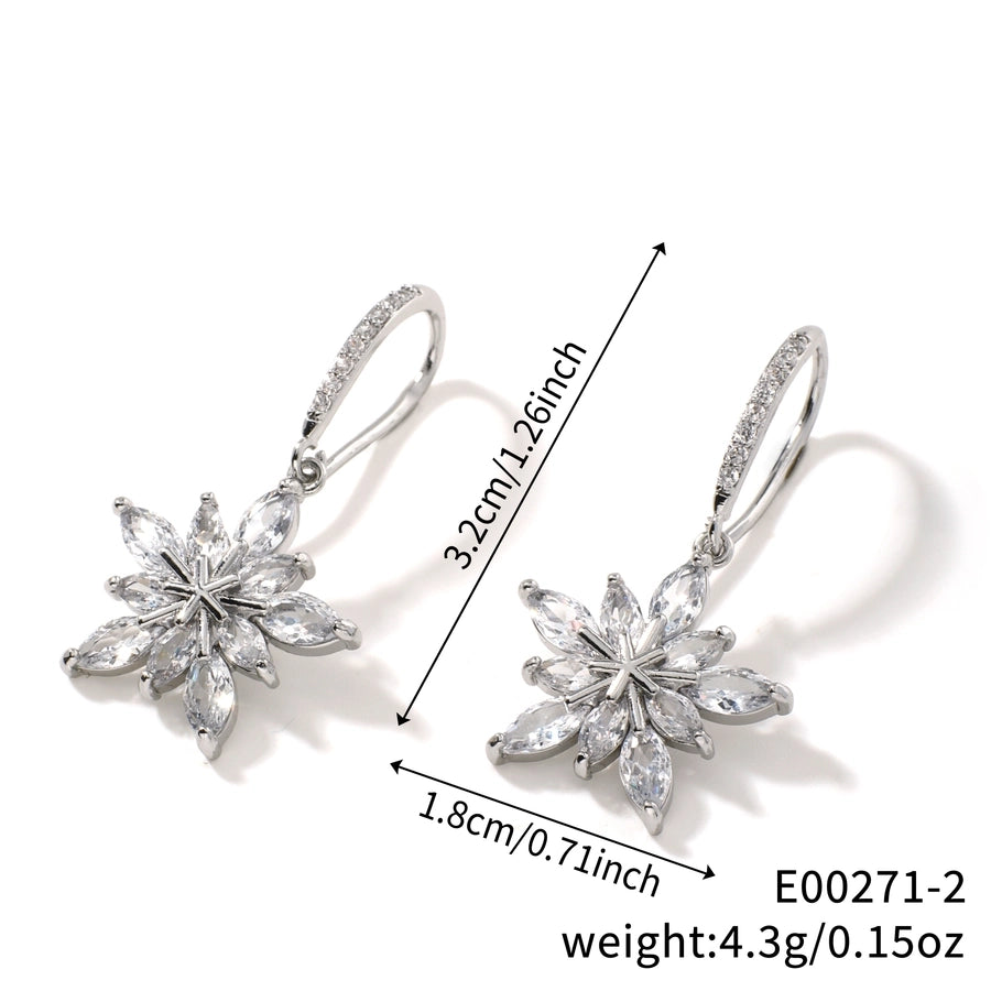 Elegant Personality Fashion Snowflake Suit, 3-Piece Fashion Simple Pendant Necklace and Earrings Suit, Suitable for Daily Wear, Party and Valentine's Day Gifts