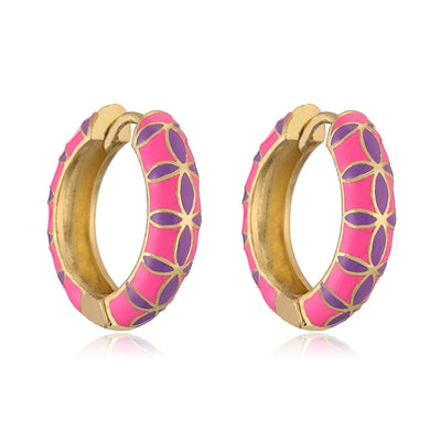 1 Pair Vacation Sweet Simple Style Flower Enamel Copper 18K Gold Plated Earrings