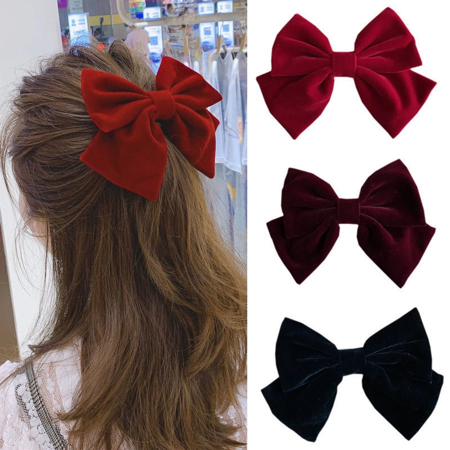 simple style bow knot cloth patchwork hair clip