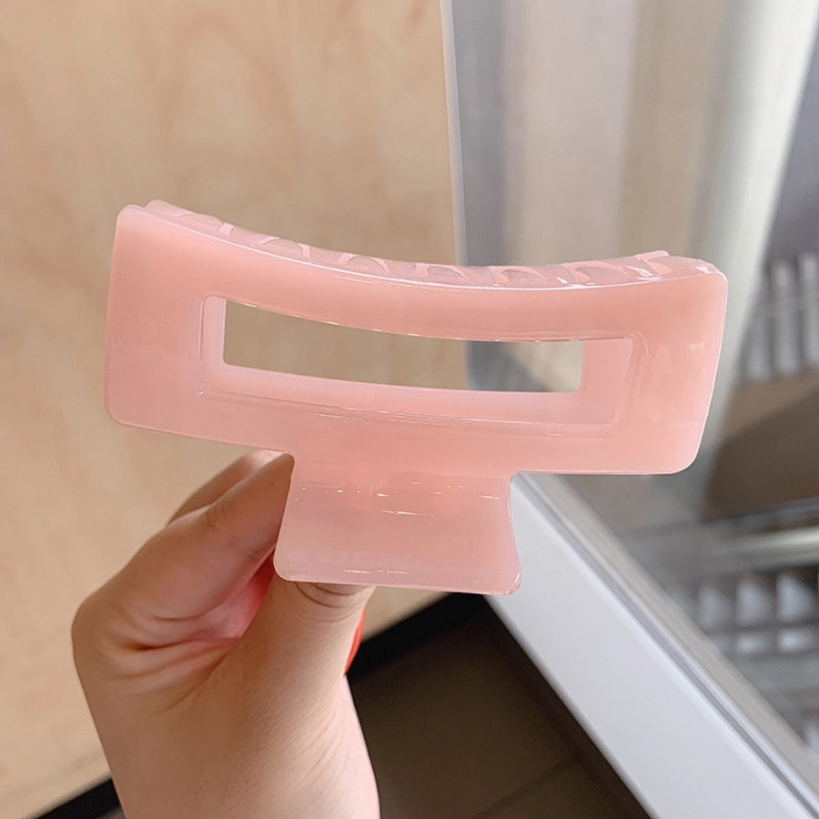 simple style solid color alloy resin hollow out hair claws