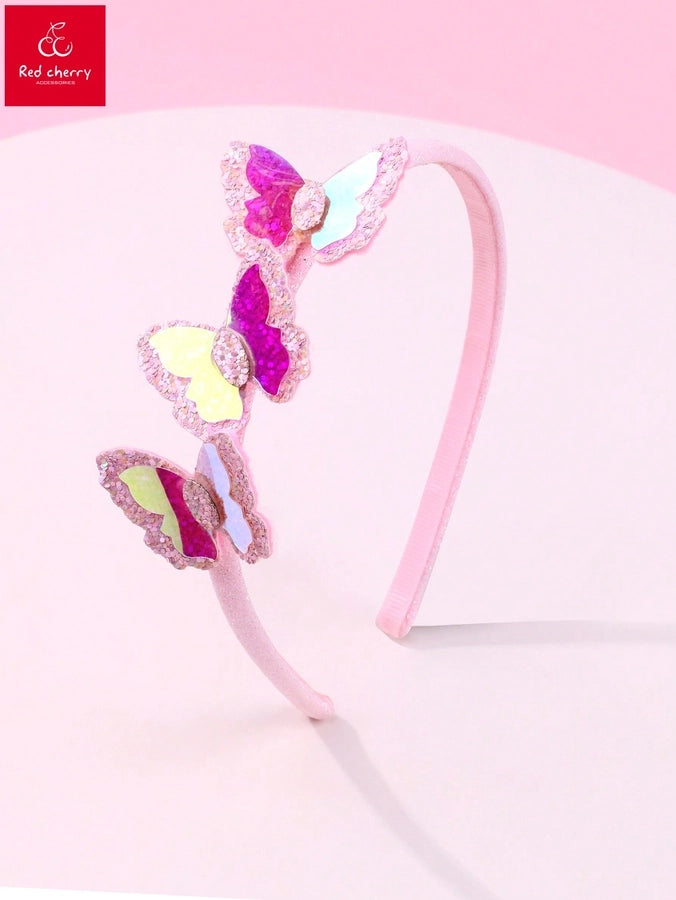 Girl'S Casual Elegant Cute Butterfly PVC Sequin Lace Hair Band