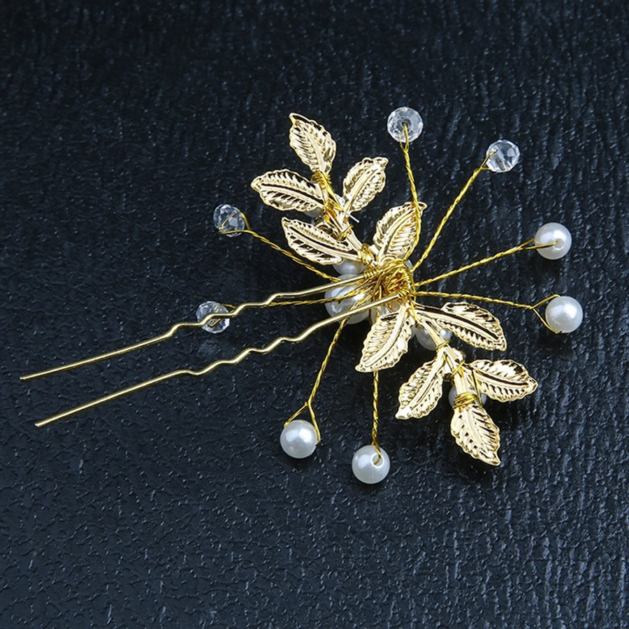 retro flower alloy handmade artificial rhinestones artificial pearls hairpin