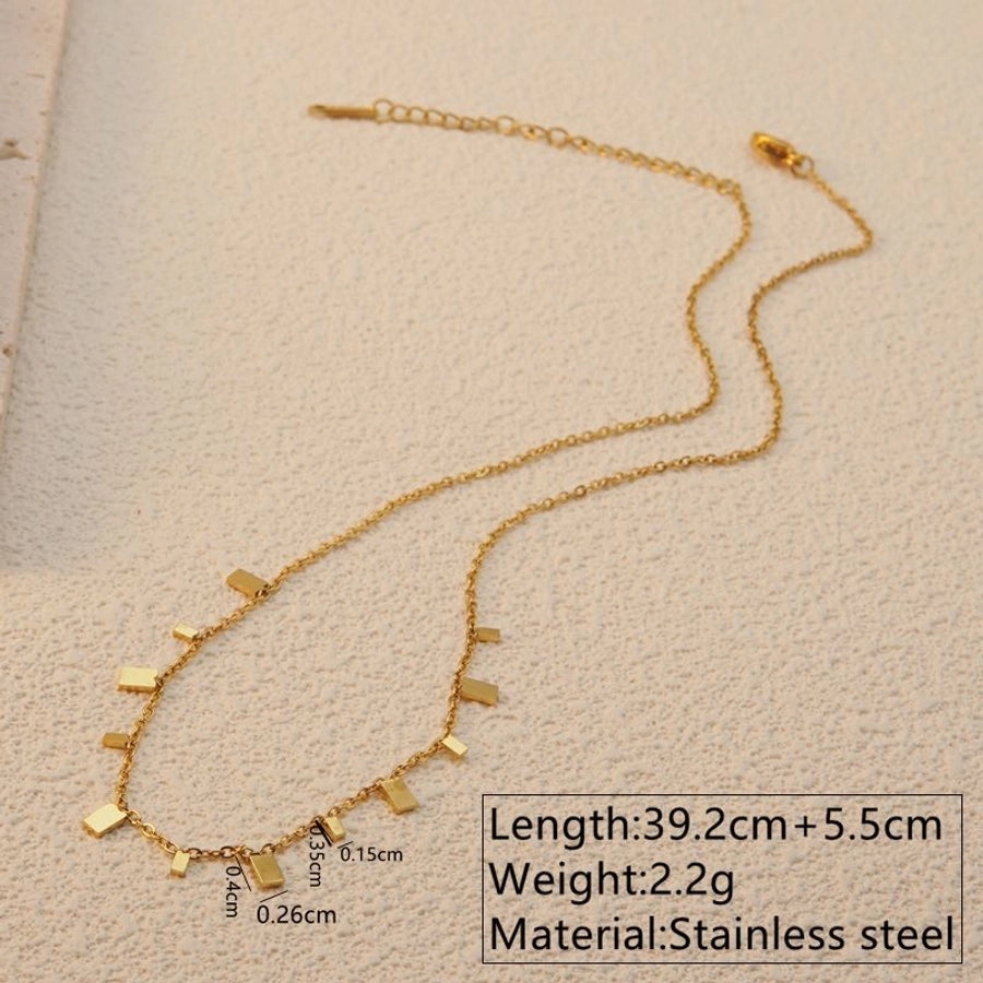 Jewelry Basic Simple Style Artistic Leaf Square Butterfly 304 Stainless Steel 18K Gold Plated Plating Necklace