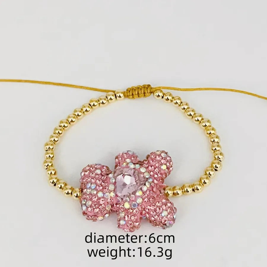 Wholesale Jewelry Casual Elegant Cute Bear Artificial Crystal Copper Crystal Inlay Bracelets