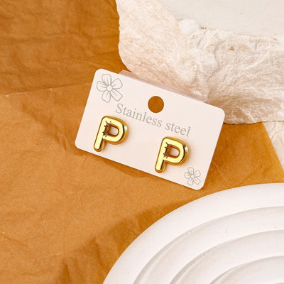 1 Pair Simple Style Classic Style Letter 304 Stainless Steel 18K Gold Plated Ear Studs