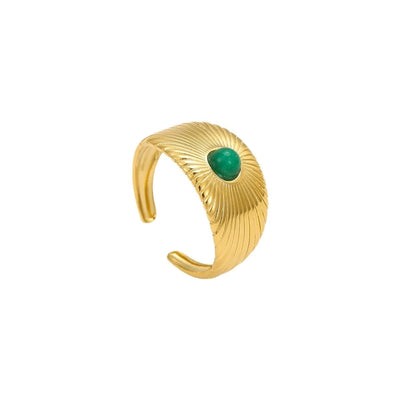 Jewelry IG Style Simple Style Geometric 304 Stainless Steel Natural Stone 18K Gold Plated Inlay Open Rings