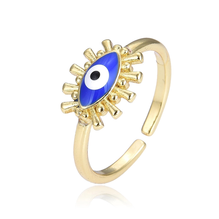 Copper Plating 18K Color Retaining Glossy Oval Eye Opening Ring
