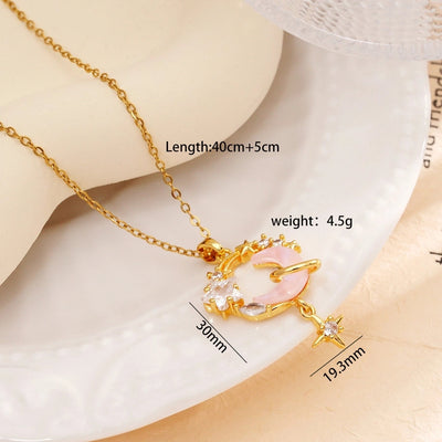 Jewelry Glam Lady Sexy Moon 304 Stainless Steel Copper Pendant Necklace