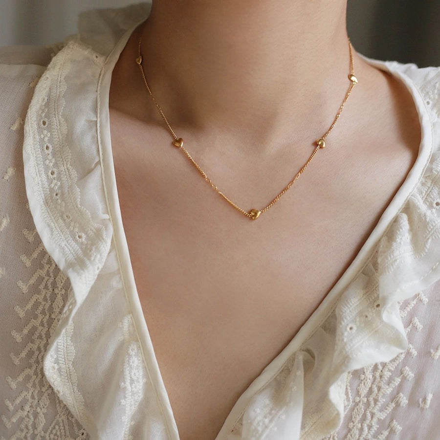 Jewelry IG Style Heart Shape 304 Stainless Steel 18K Gold Plated Necklace