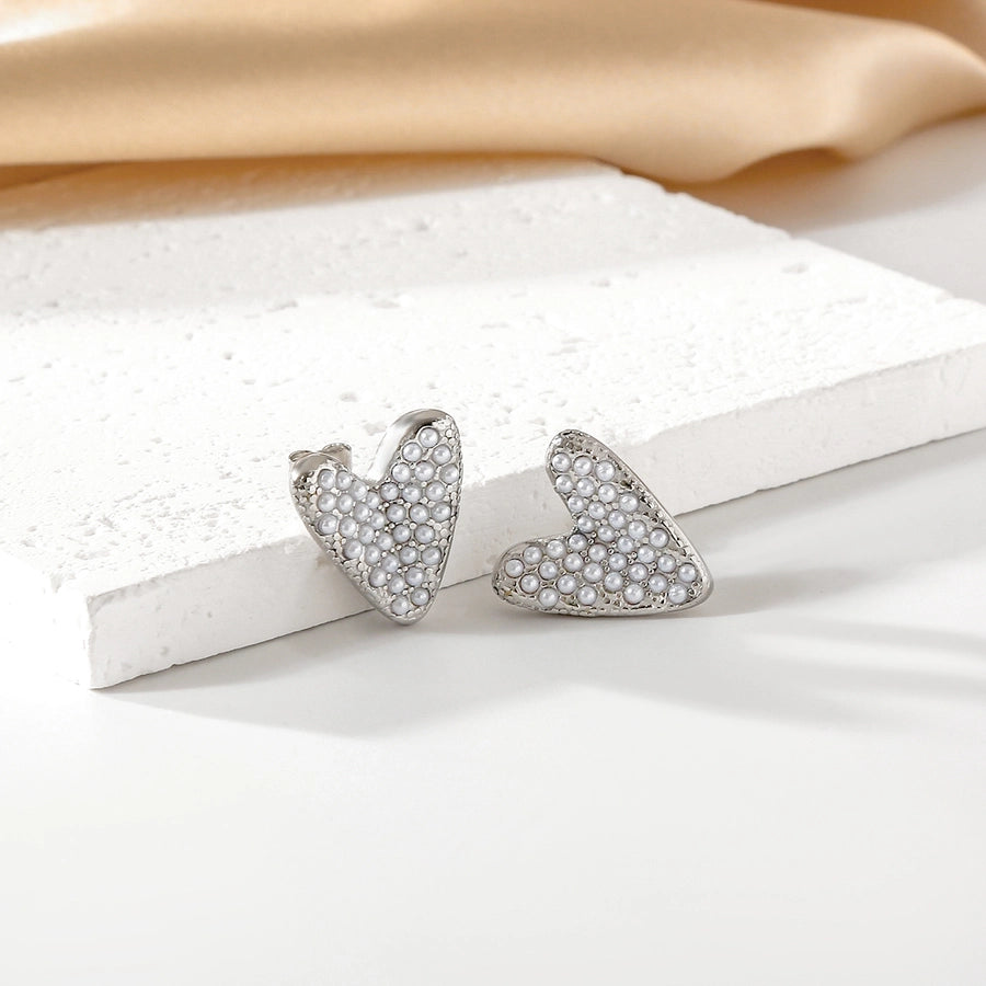 1 Pair Elegant Heart Shape 304 Stainless Steel 18K Gold Plated Ear Studs