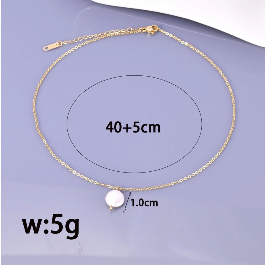 Jewelry Simple Style Heart Shape 304 Stainless Steel Titanium Steel Freshwater Pearl 18K Gold Plated Plating Layered Necklaces