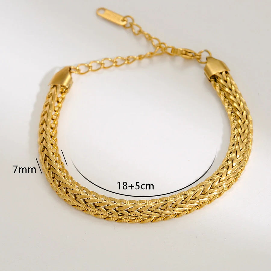 Retro Solid Color 304 Stainless Steel Bracelets In Bulk