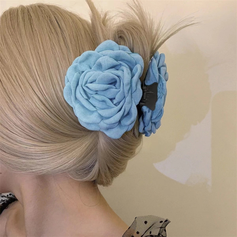 Fabric Flower Hairpin Headwear Back of Head Large Grab Clip Advanced Sense Hairpin Disc Hair Elegant Shark Clip Hair Accessories for Women