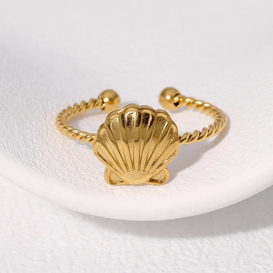 Jewelry Hawaiian Marine Style IG Style Shell 304 Stainless Steel 18K Gold Plated Stainless Steel Rings