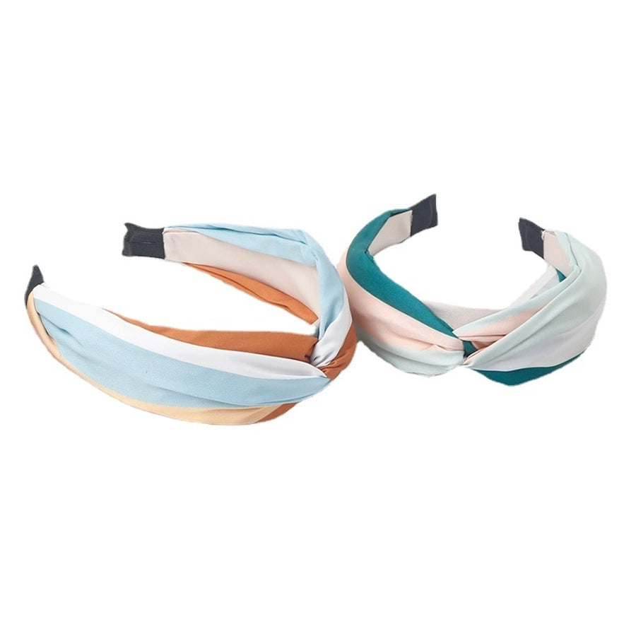 retro hairband women's fabric stitching stripe hair bundle pressure hair hoop net popular  new hairpin headdress