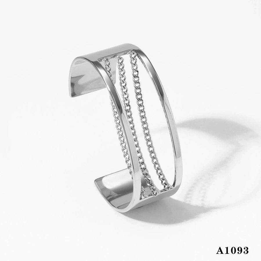 Casual Artistic Solid Color 16K Gold Plated White Gold Plated Gold Plated 316 Stainless Steel   Bangle