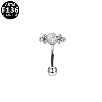 1 Piece Eyebrow Studs Casual Classic Style Oversized Sunflower Pure Titanium Titanium Alloy Zircon 14K Gold Plated White Gold Plated Eyebrow Studs