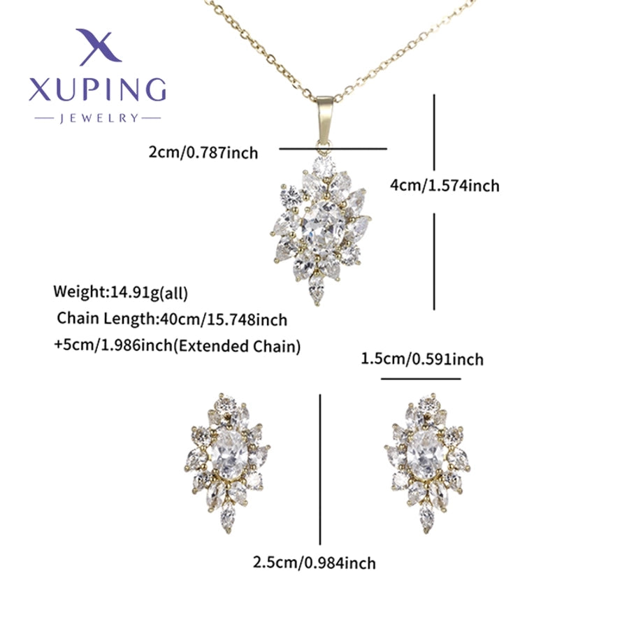 Copper 18K Gold Plated Plating Flower Artificial Gemstones Jewelry Set