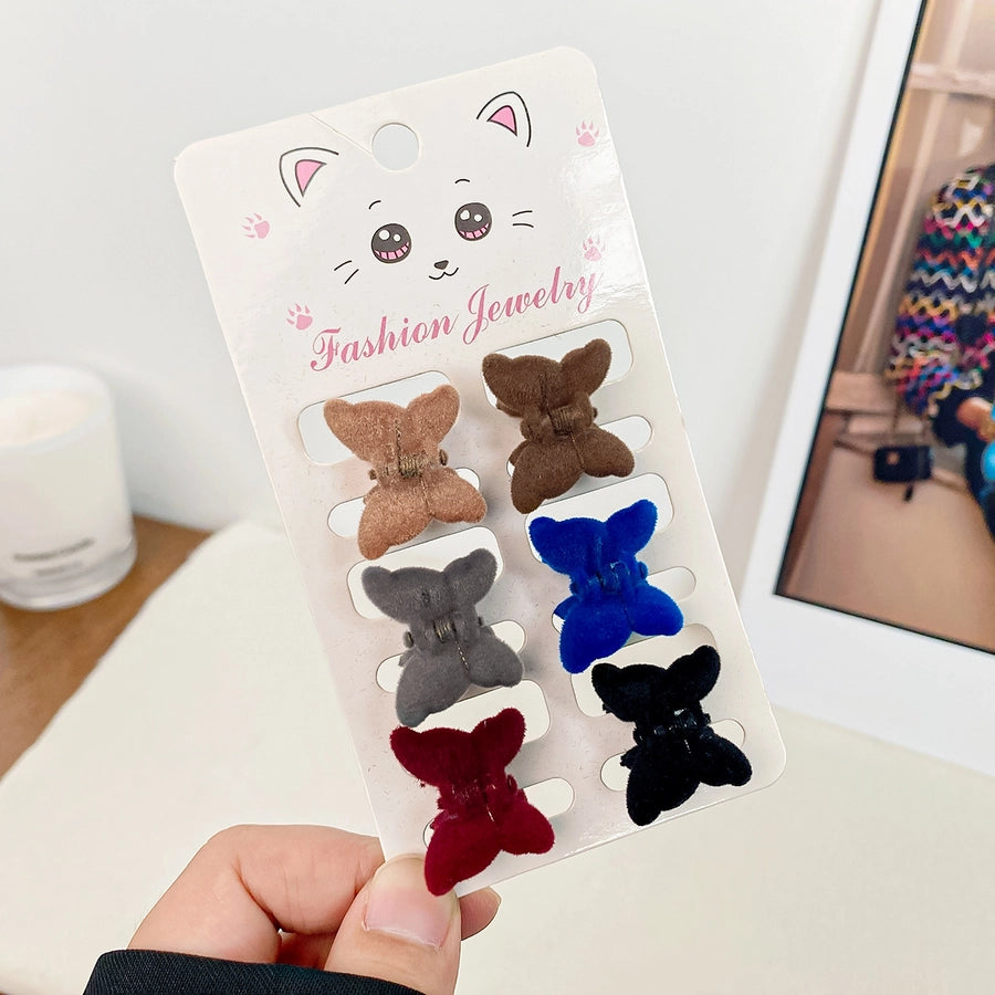 simple style solid color flocking hair claws