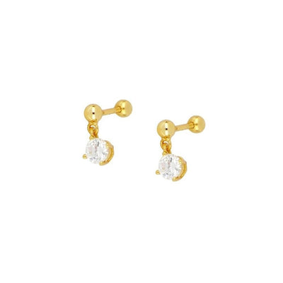 1 Pair Casual Cute Geometric Copper Zircon 24K Gold Plated Drop Earrings