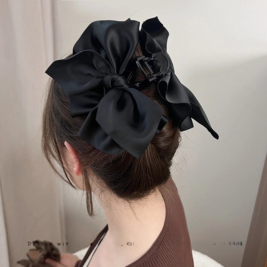 Escape Princess Headwear ~ Satin Big Bow Grab Clip Shark Clip Back Head Hair Korean Grab Clip Ins Clip