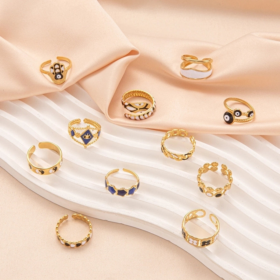 Jewelry Elegant Devil's Eye Star Heart Shape 304 Stainless Steel Open Rings