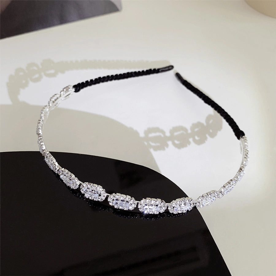 elegant simple style water droplets heart shape bow knot alloy inlay artificial rhinestones hair band