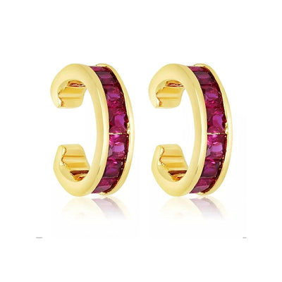 1 Pair Casual Simple Style Geometric Copper Zircon 24K Gold Plated Ear Cuffs