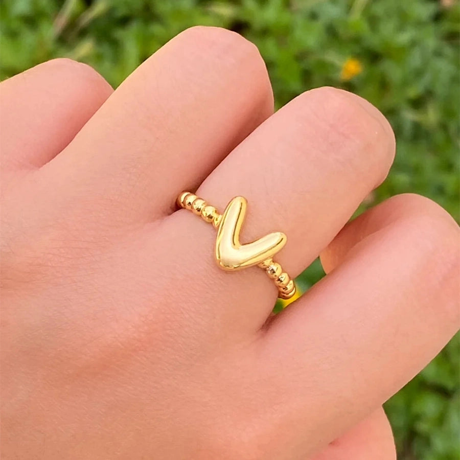 Copper Letter Open Rings