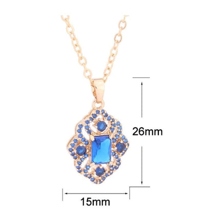 Copper Inlay Rhombus Zircon Pendant Necklace